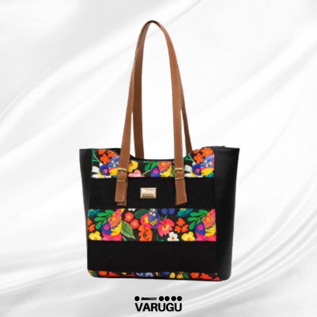 Bolsa grande diversos diseños asa café - Color uniforme