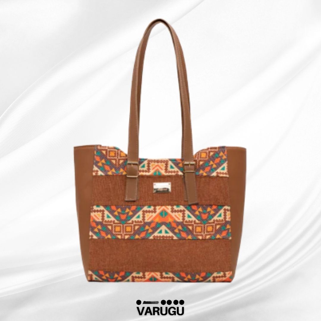 Bolsa grande diversos diseños asa café - Color uniforme