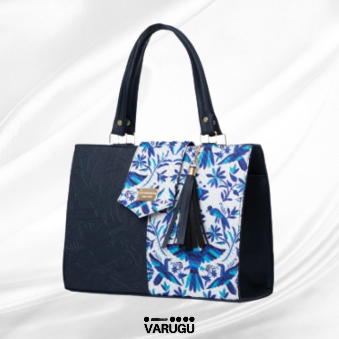 Bolsa amplia mitad diseño mitad imitación piel - Diversos colores