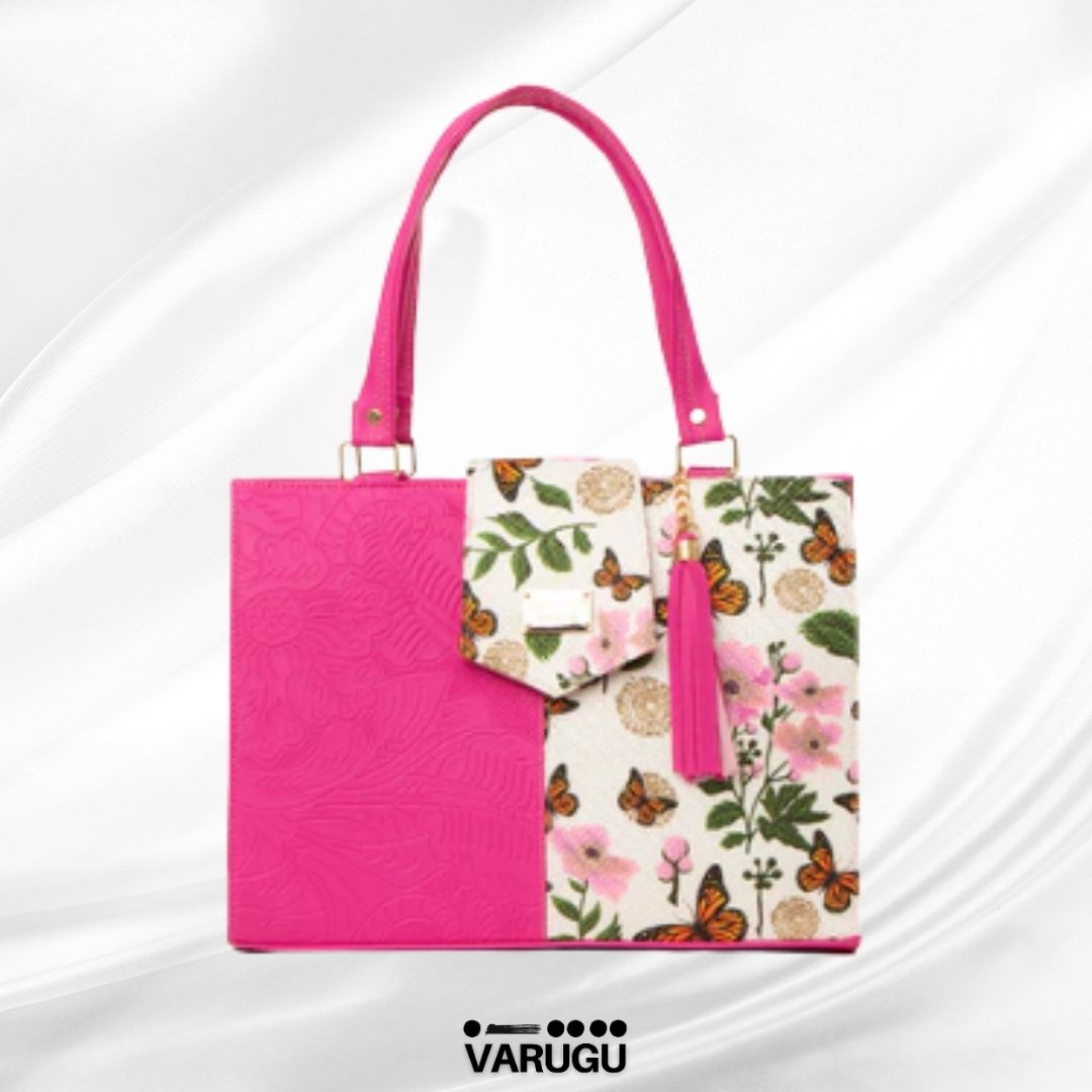 Bolsa amplia mitad diseño mitad imitación piel - Diversos colores