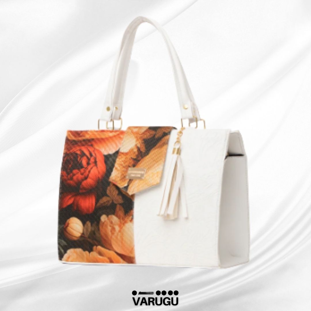 Bolsa amplia mitad diseño mitad imitación piel - Diversos colores