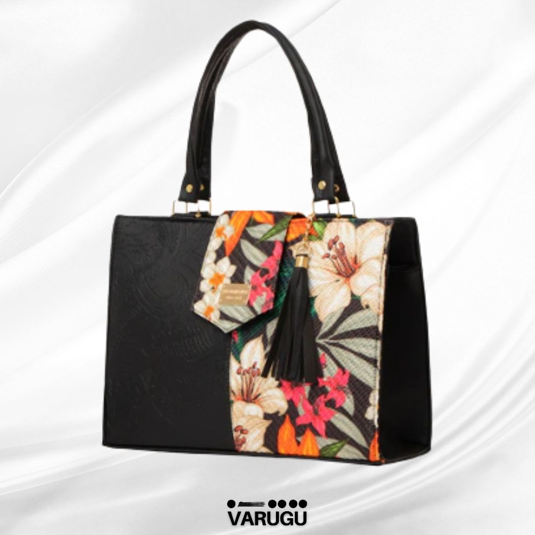 Bolsa amplia mitad diseño mitad imitación piel - Diversos colores