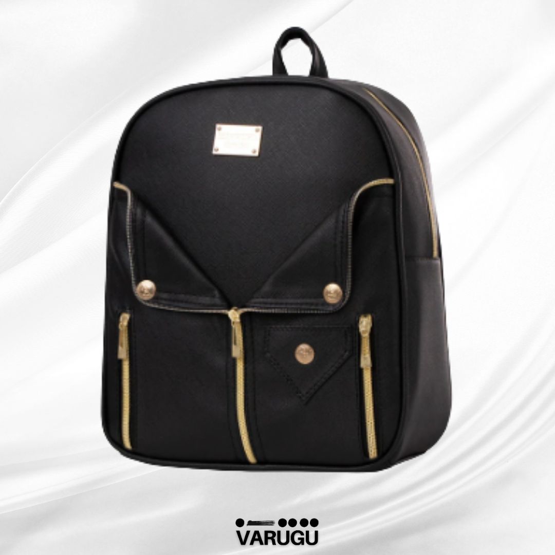 Mochila estilo chaqueta de piel con cierres - Variedad de colores