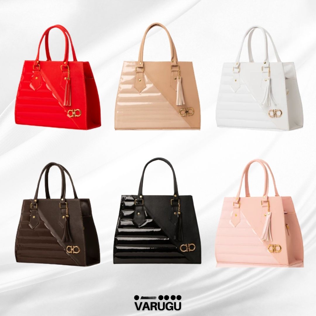 Bolsa elegante mitad charol y mitad piel - Varios colores