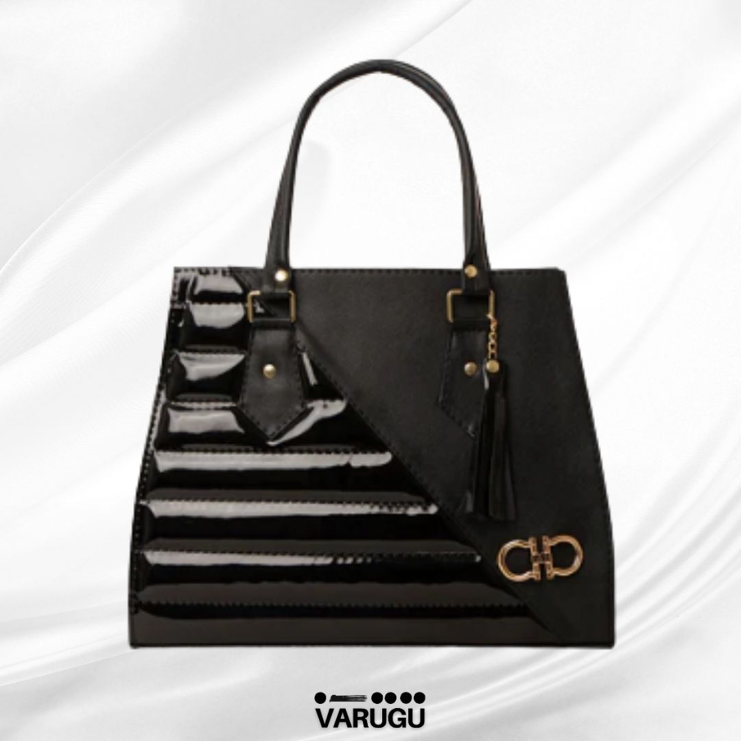 Bolsa elegante mitad charol y mitad piel - Varios colores