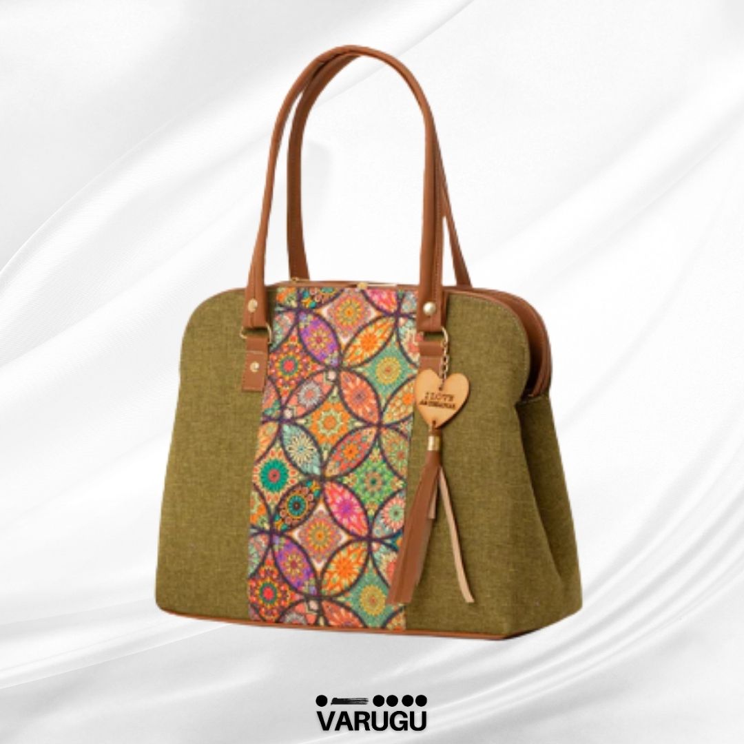 Bolsa amplia con línea floreada al centro - Varios colores