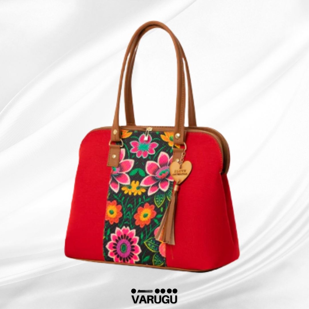 Bolsa amplia con línea floreada al centro - Varios colores