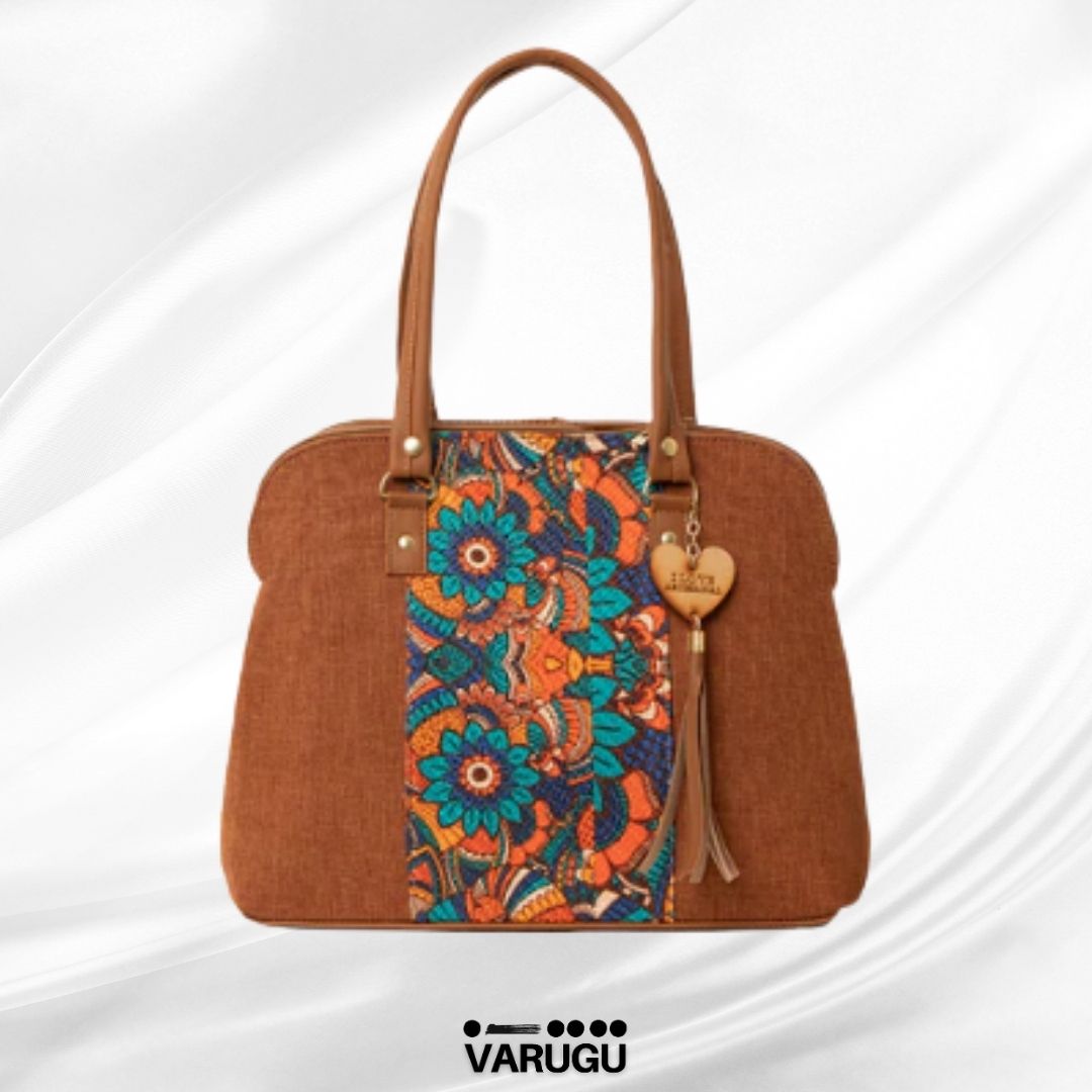 Bolsa amplia con línea floreada al centro - Varios colores