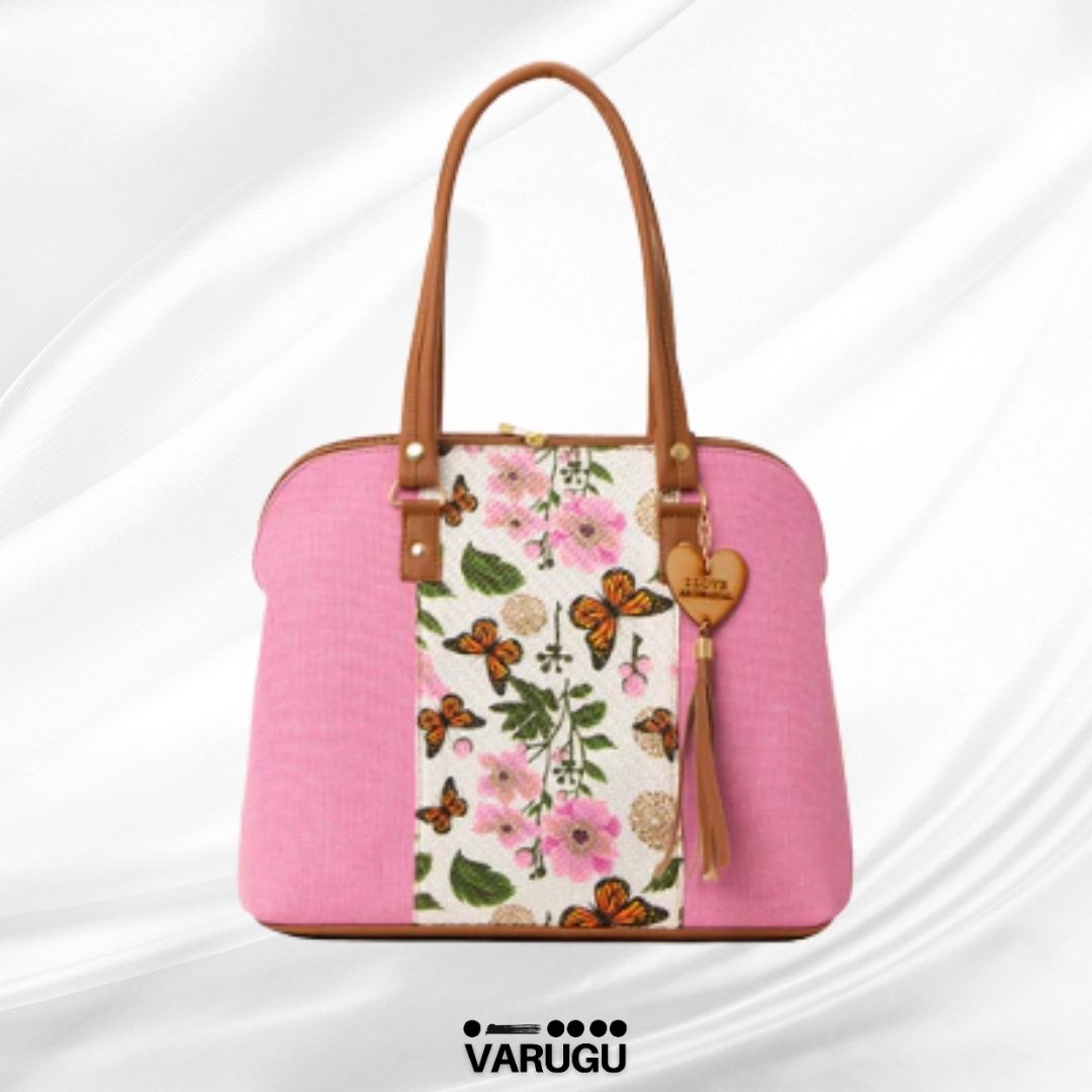 Bolsa amplia con línea floreada al centro - Varios colores