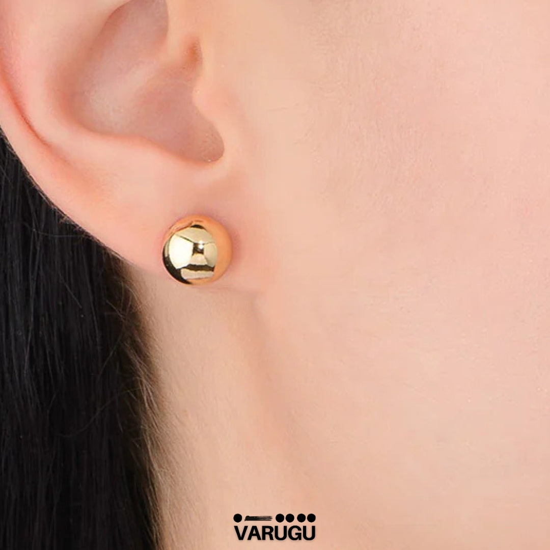 Aretes baño de oro de bolita
