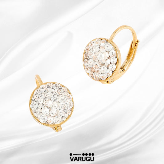 Aretes baño de oro con cristales brillantes