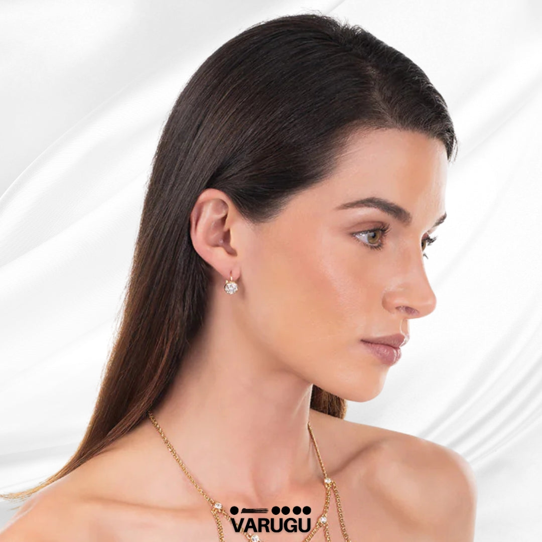 Aretes baño de oro con cristales brillantes