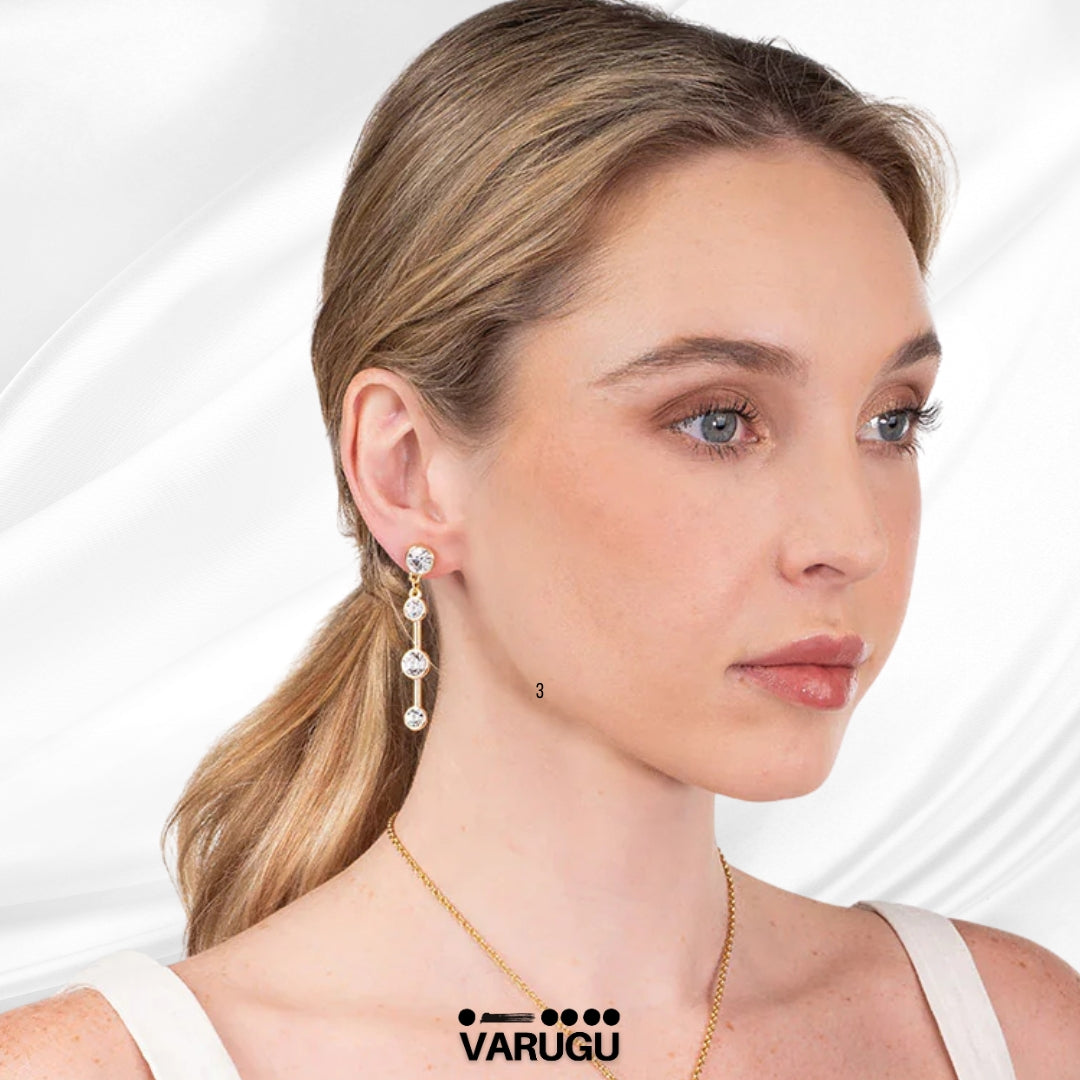 Aretes largos con piedras cristal