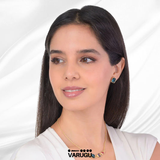 Aretes verdes con piedra tono aqua