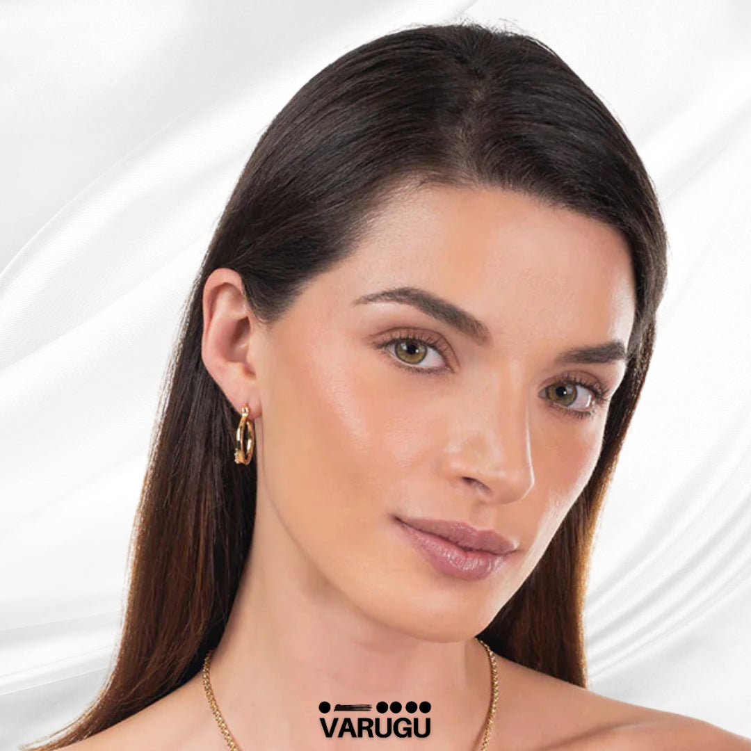 Aretes arracadas baño de oro con Diamonice