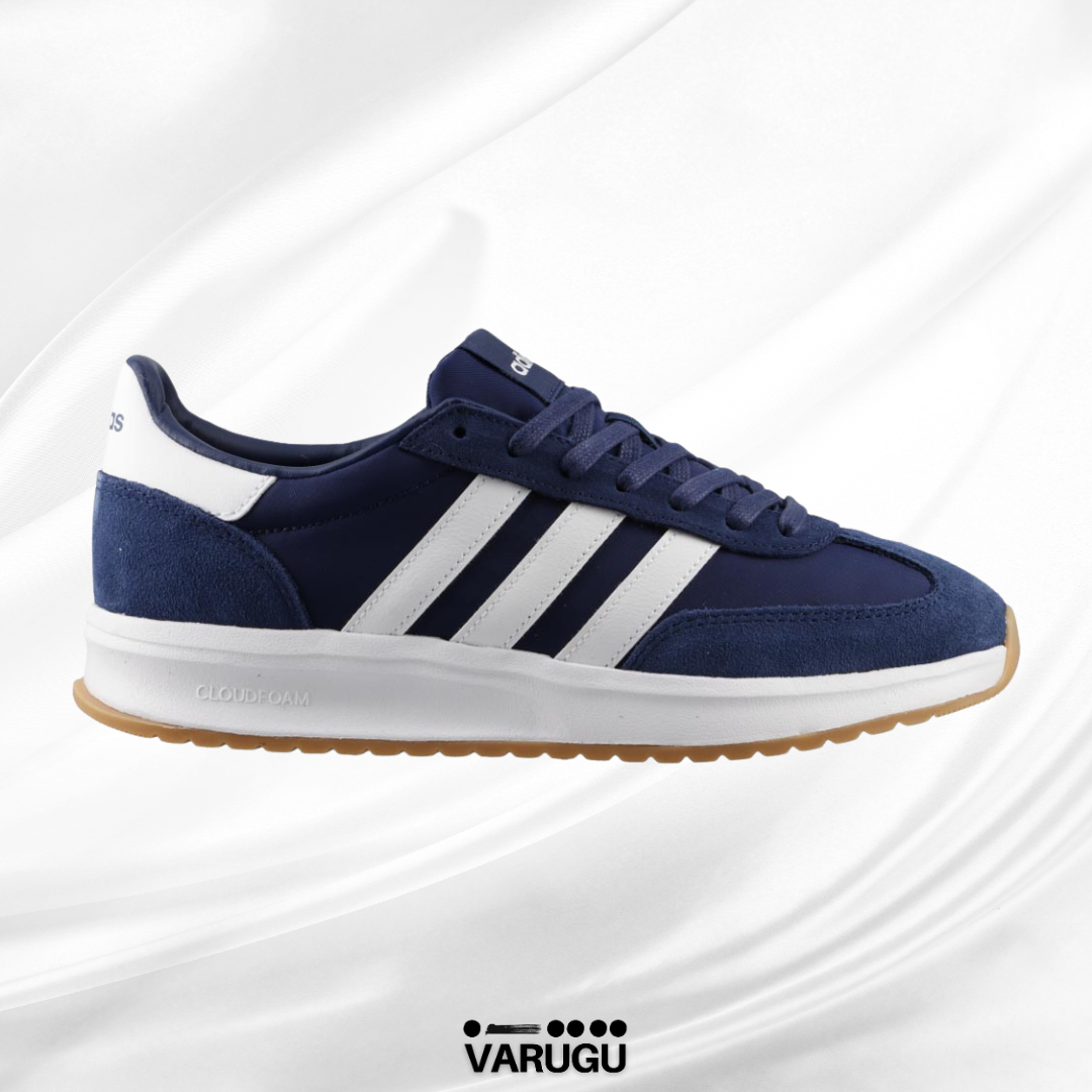 Tenis adidas azul con franjas blancas casuales hombre