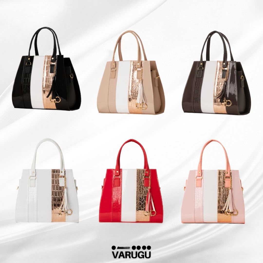 Bolsa líneas diferentes colores con dorado - Varios colores
