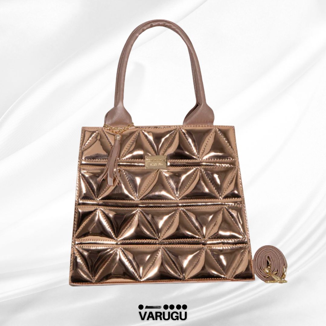 Bolsa oro rosado con patrón triangular