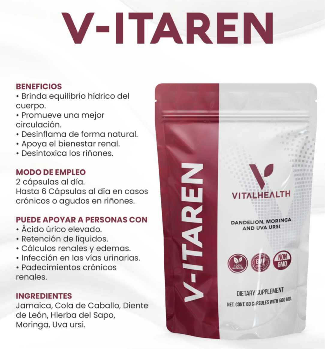 VITAREN - Salud renal, ácido úrico, infección en vías urinarias y retención de líquidos