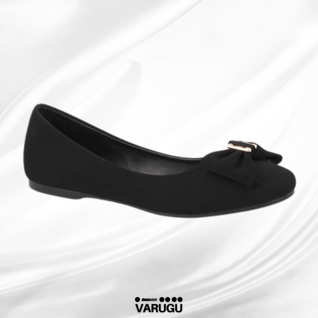 Balerinas color negro con moño y detalles brillantes