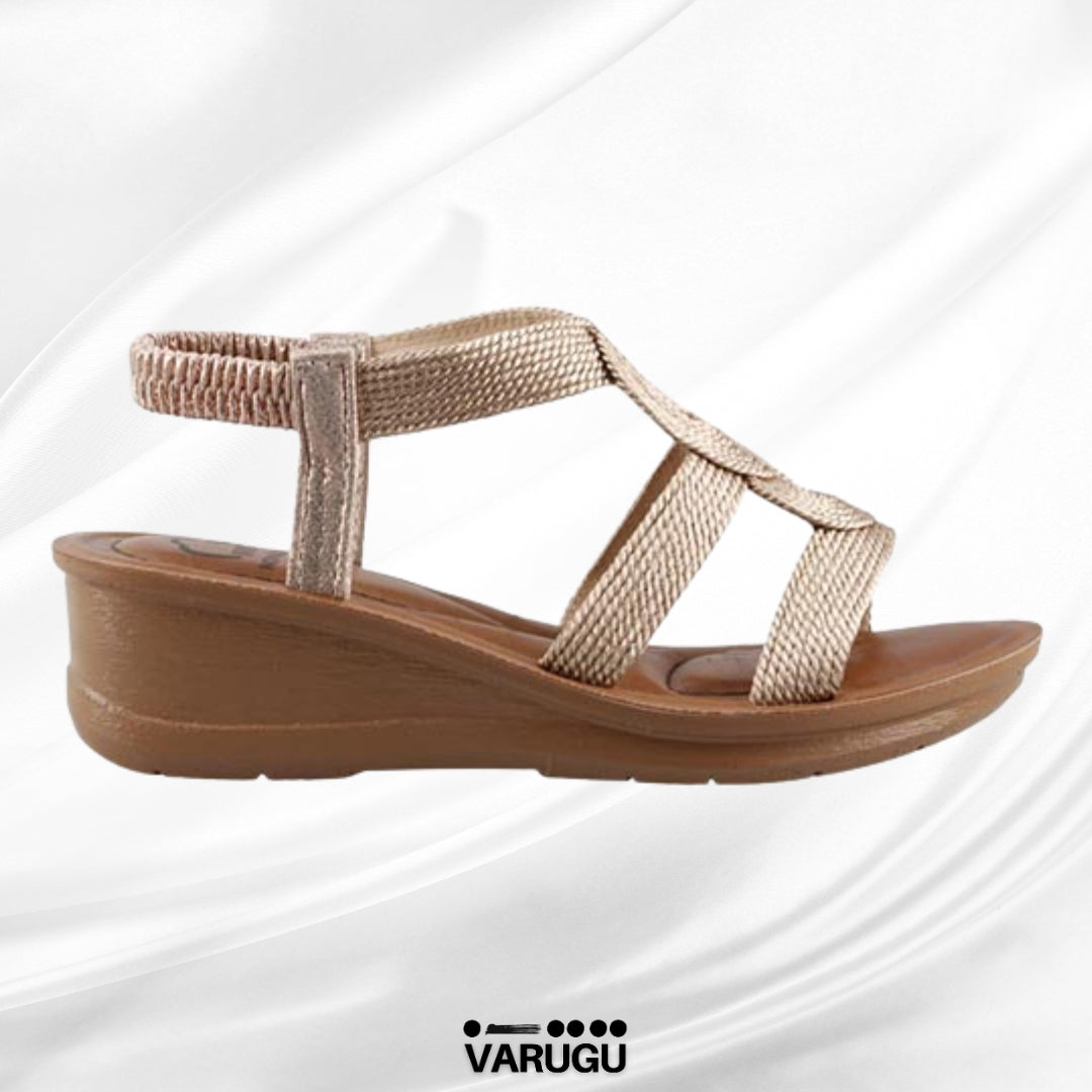 Sandalias con acabado textil color bronce