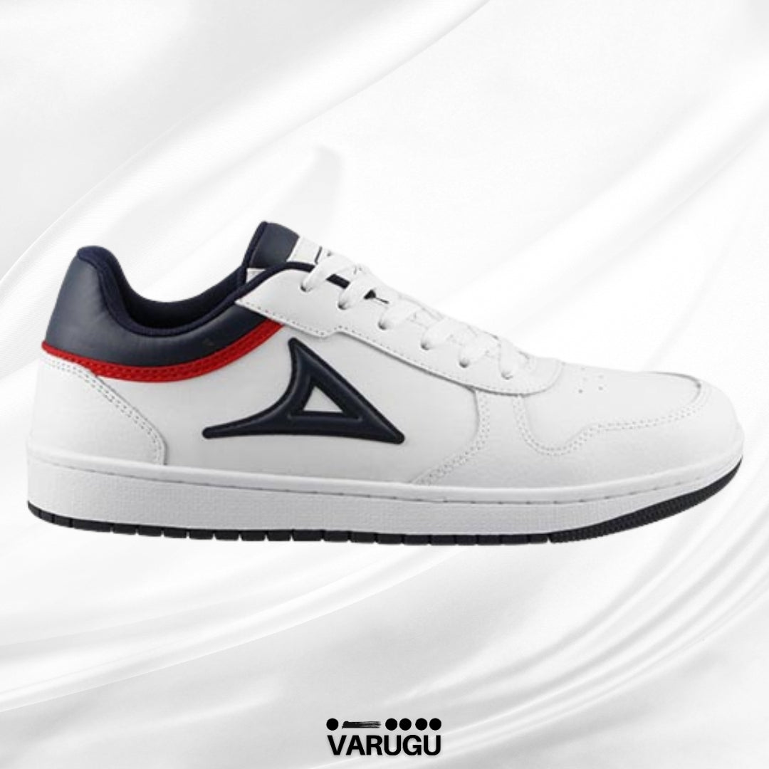 Tenis PIRMA de piel color blanco con marino para caballero