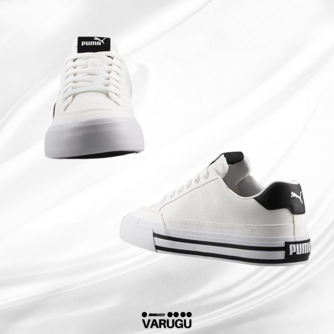 Tenis Puma blancos con franja negra mujer