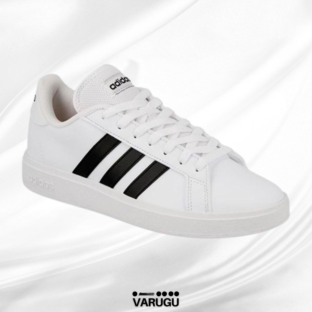Tenis ADIDAS blancos con franjas negras para dama