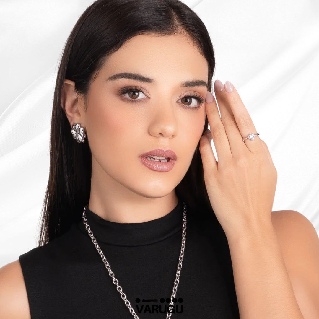 Anillo en baño de platino con corazón piedra Diamonice