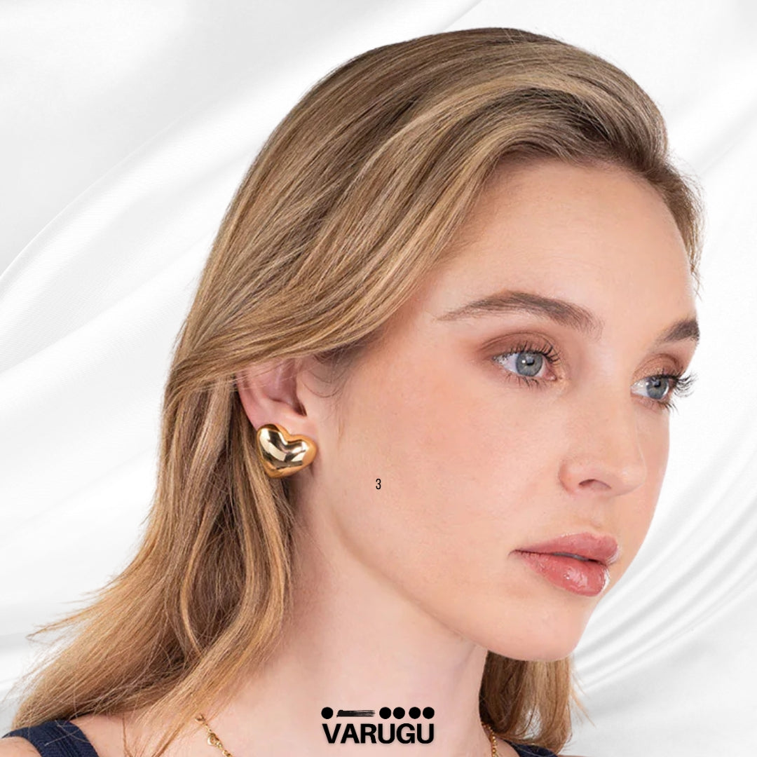 Aretes corazón baño de oro