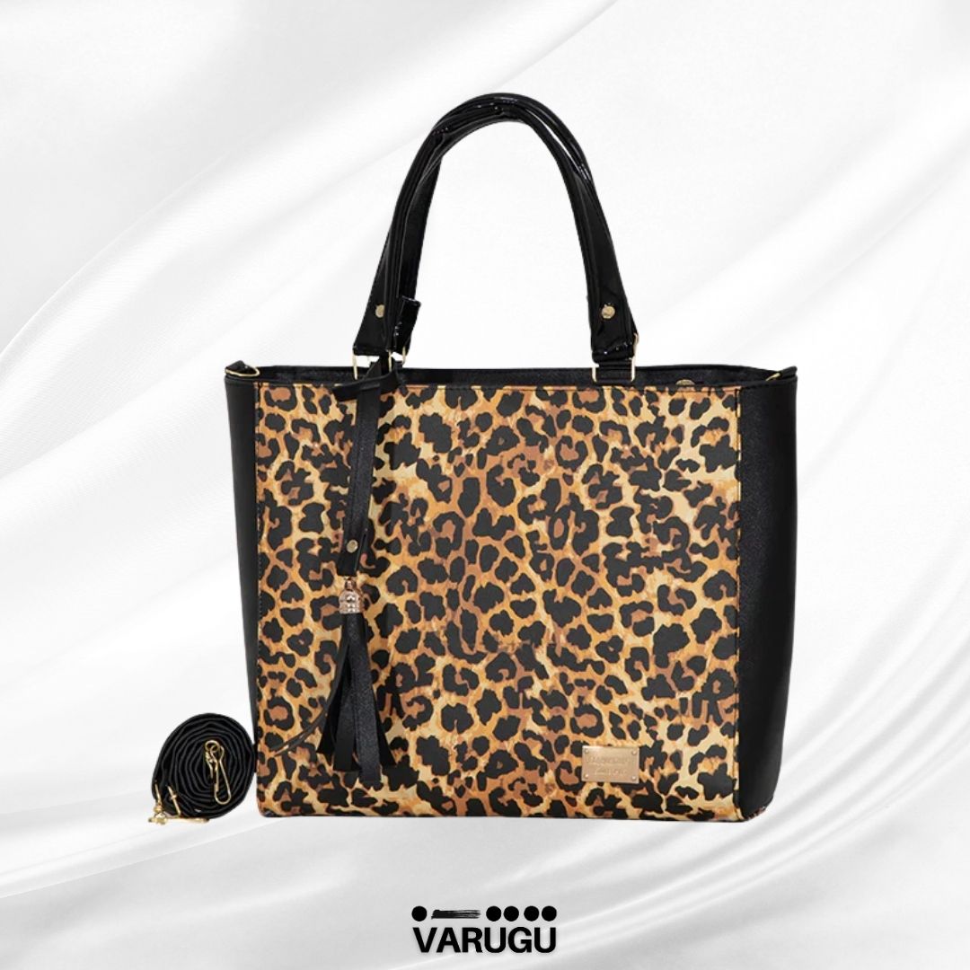 Bolsa con estampado de leopardo con negro