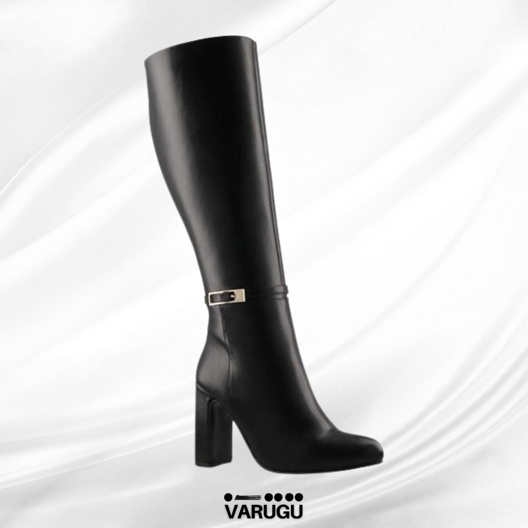 Botas sensuales negras largas con cinturón