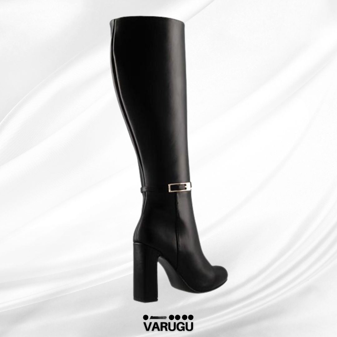 Botas sensuales negras largas con cinturón