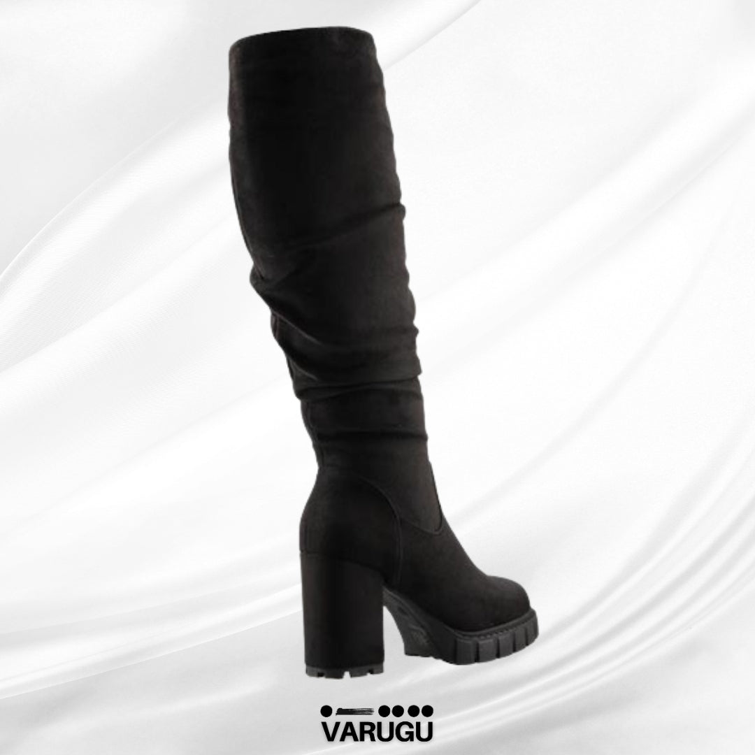 Botas largas color negro cómodas tacón grueso