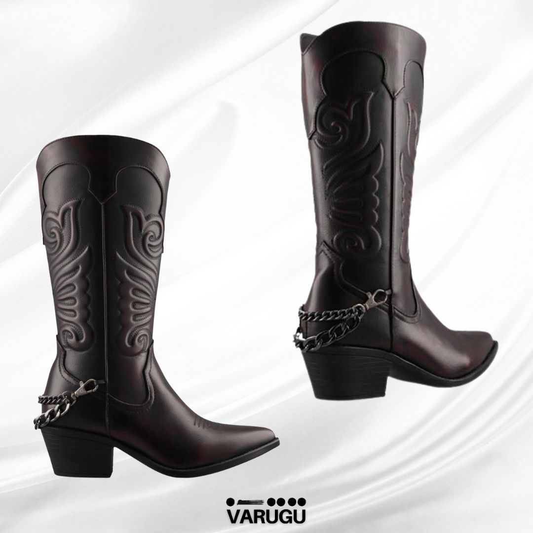 Botas negras con cadena para mujer