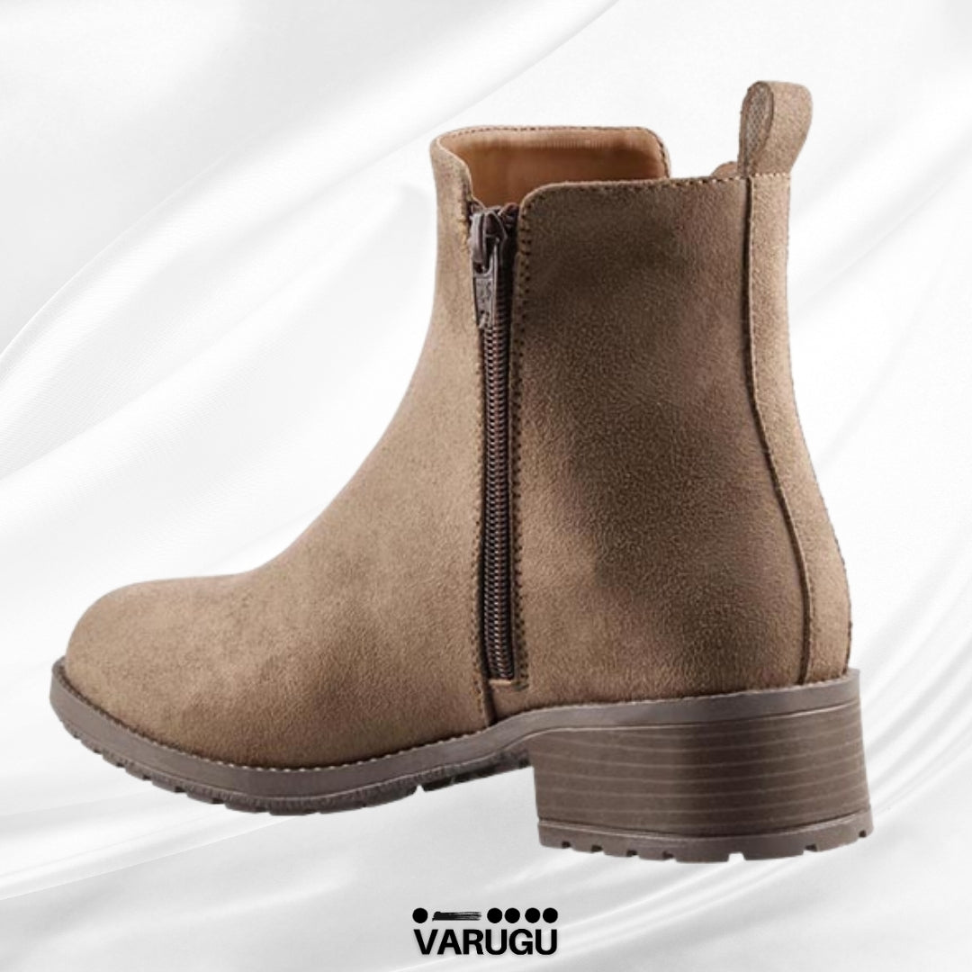 Botines color beige de mujer tacón grueso