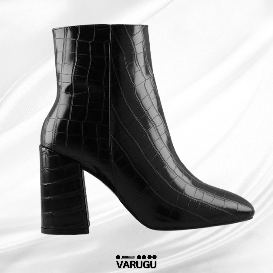 Botines negros con estilo cocodrilo