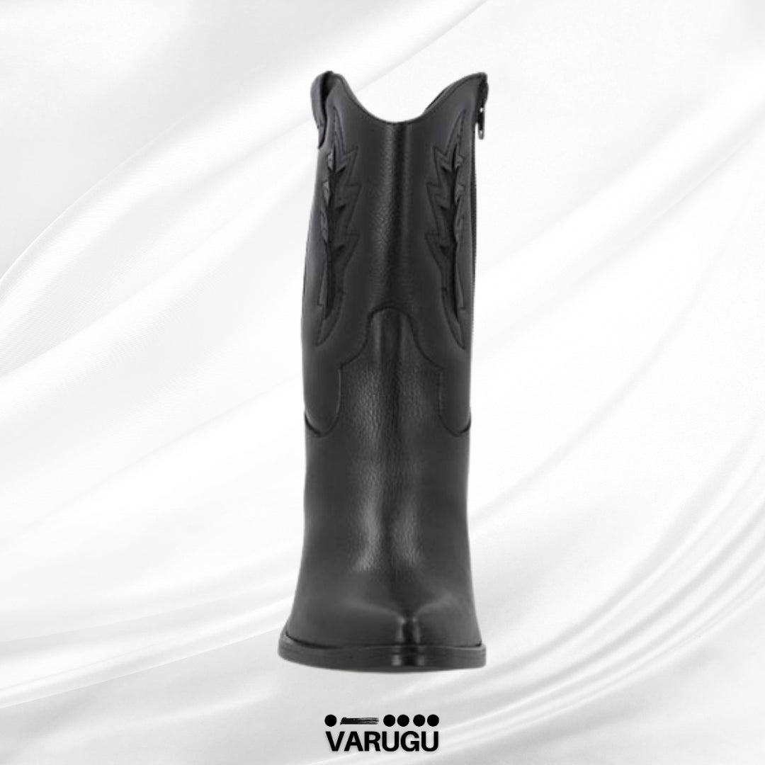 Botines negros con punta y diseño dama