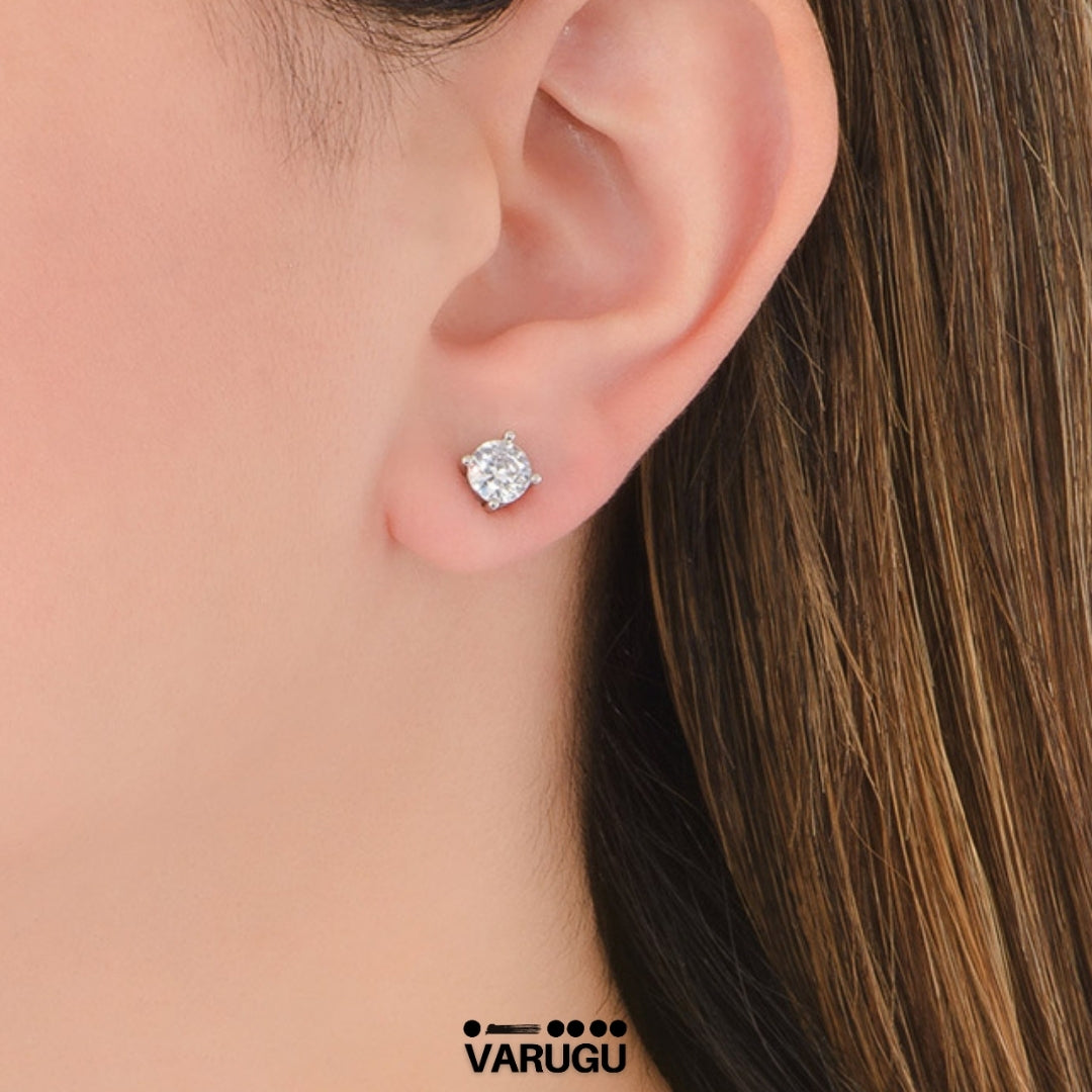 Aretes zirconia redondos - Tono cristal