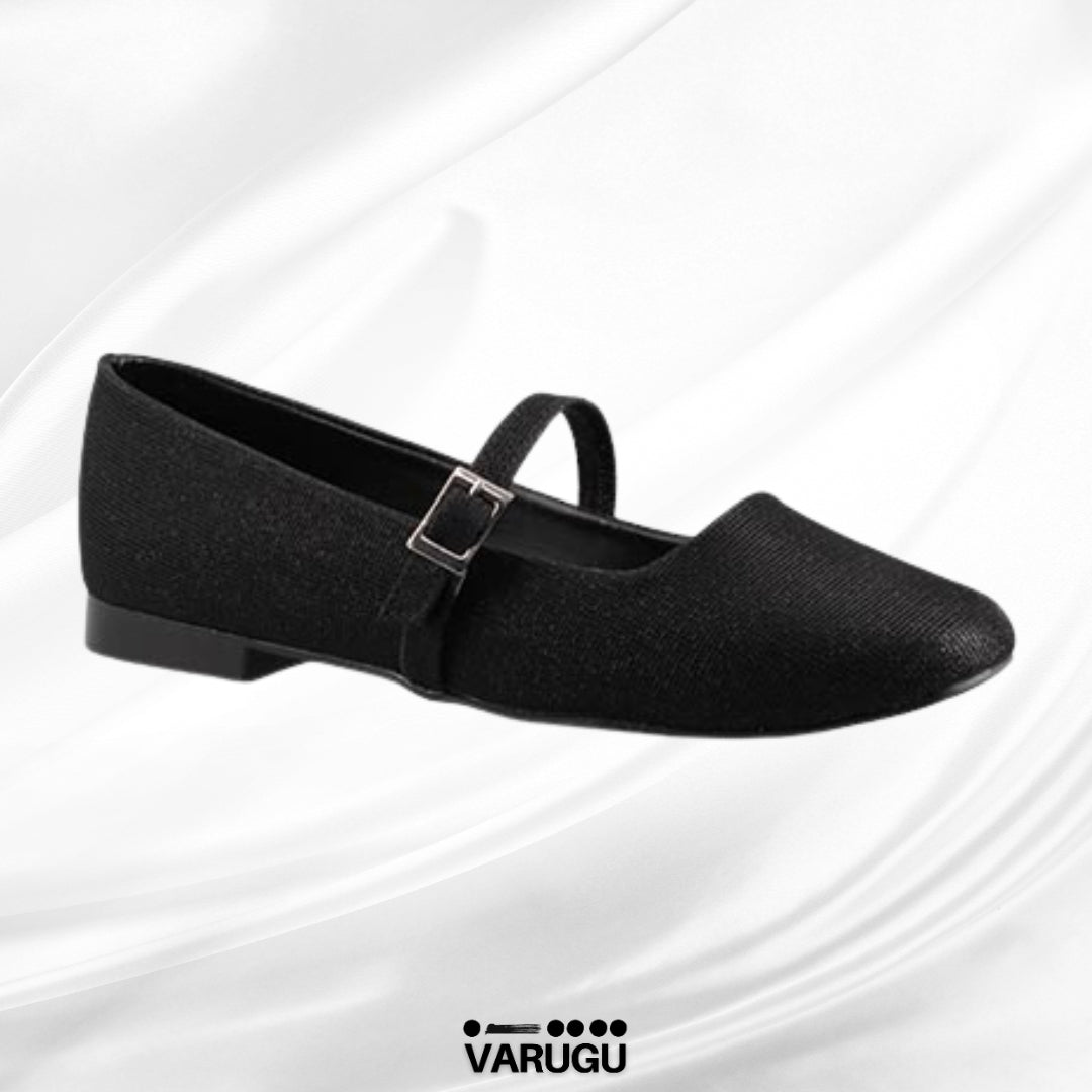 Comprar zapatos negros brillosos de piso dama VARUGU