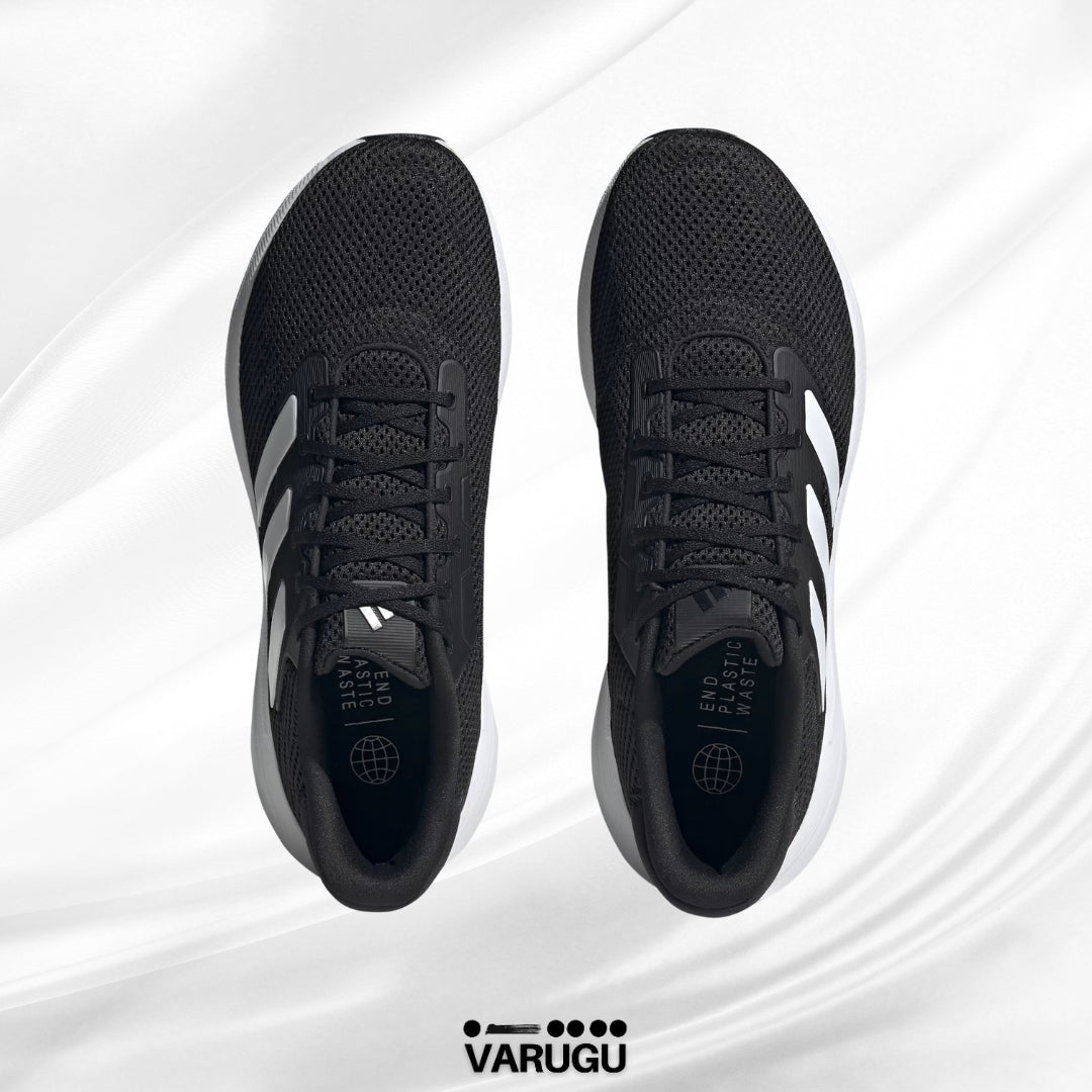 Tenis ADIDAS deportivos negros con franja blanca mujer