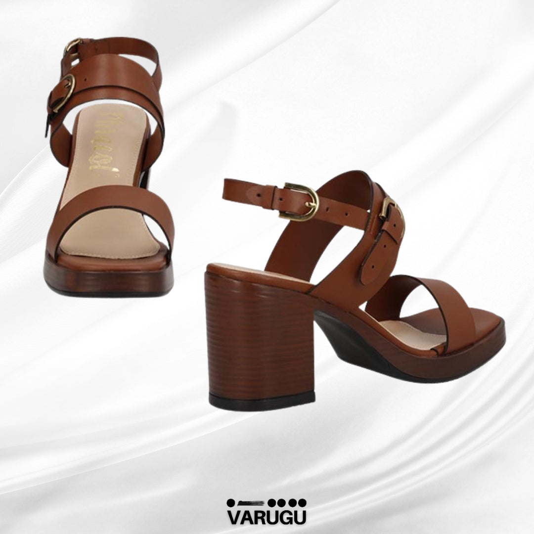 Zapatillas color cognac con cinta de ajuste