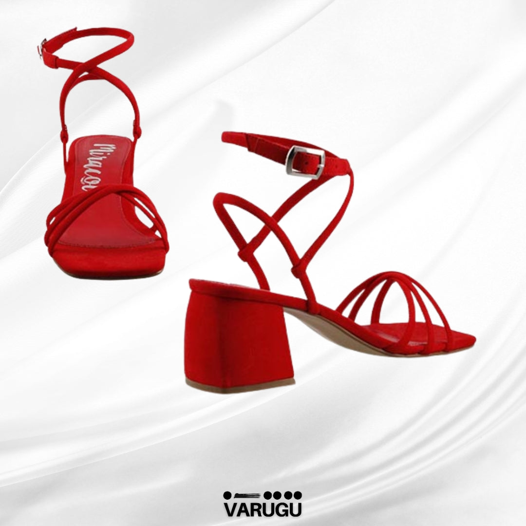 Tacones flama vibrante con tiras para mujer