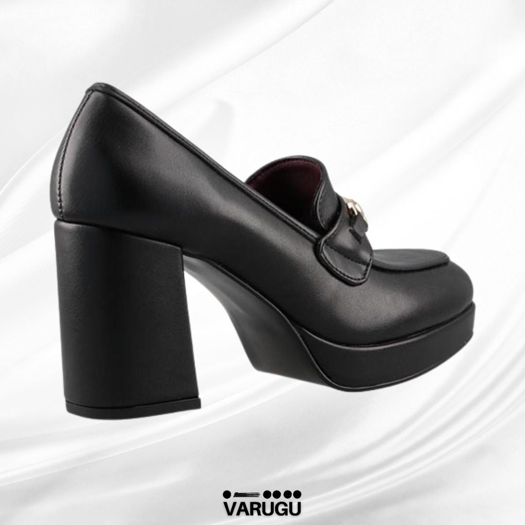 Zapatos de tacón grueso color negro