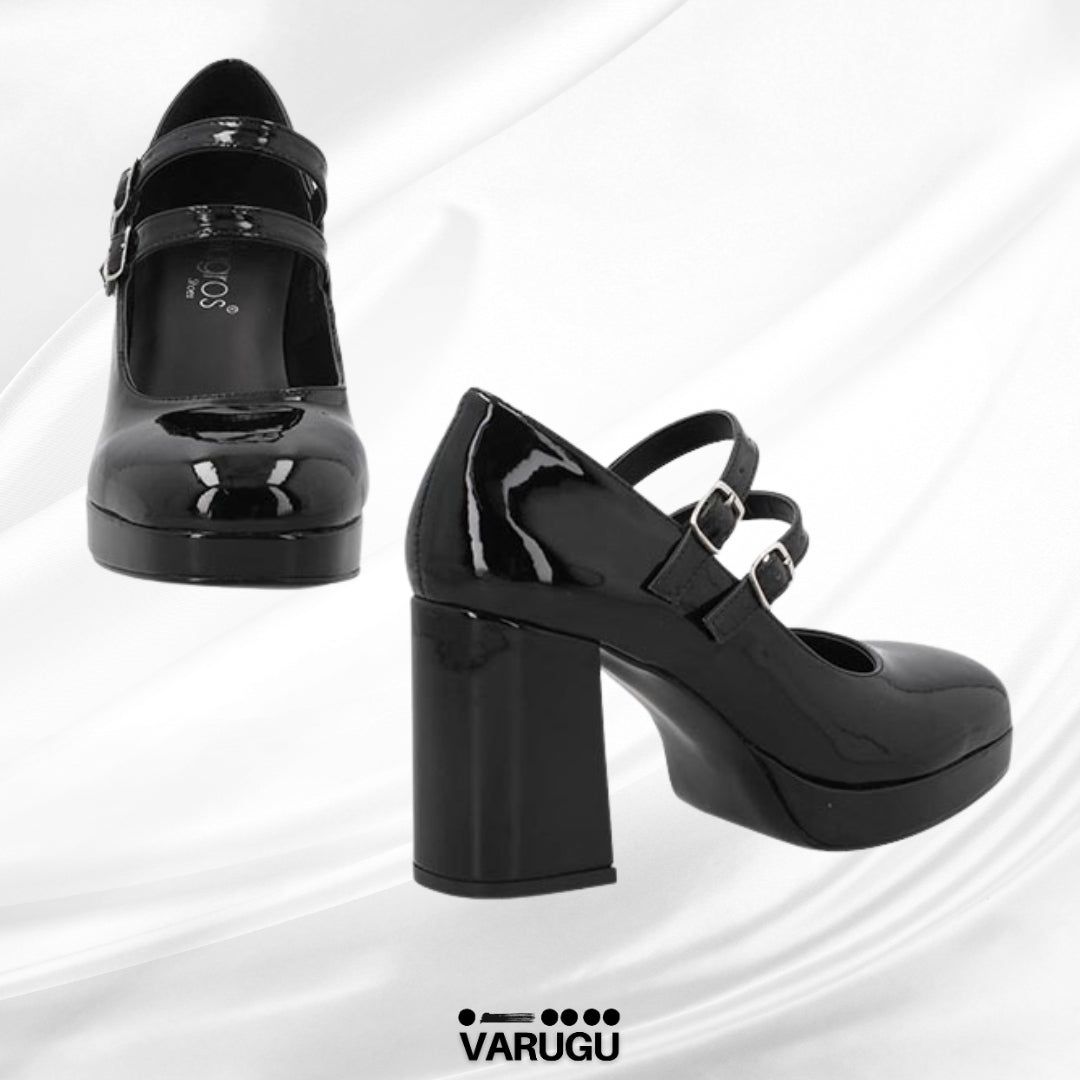 Zapatillas de charol con cinta de ajuste para mujer