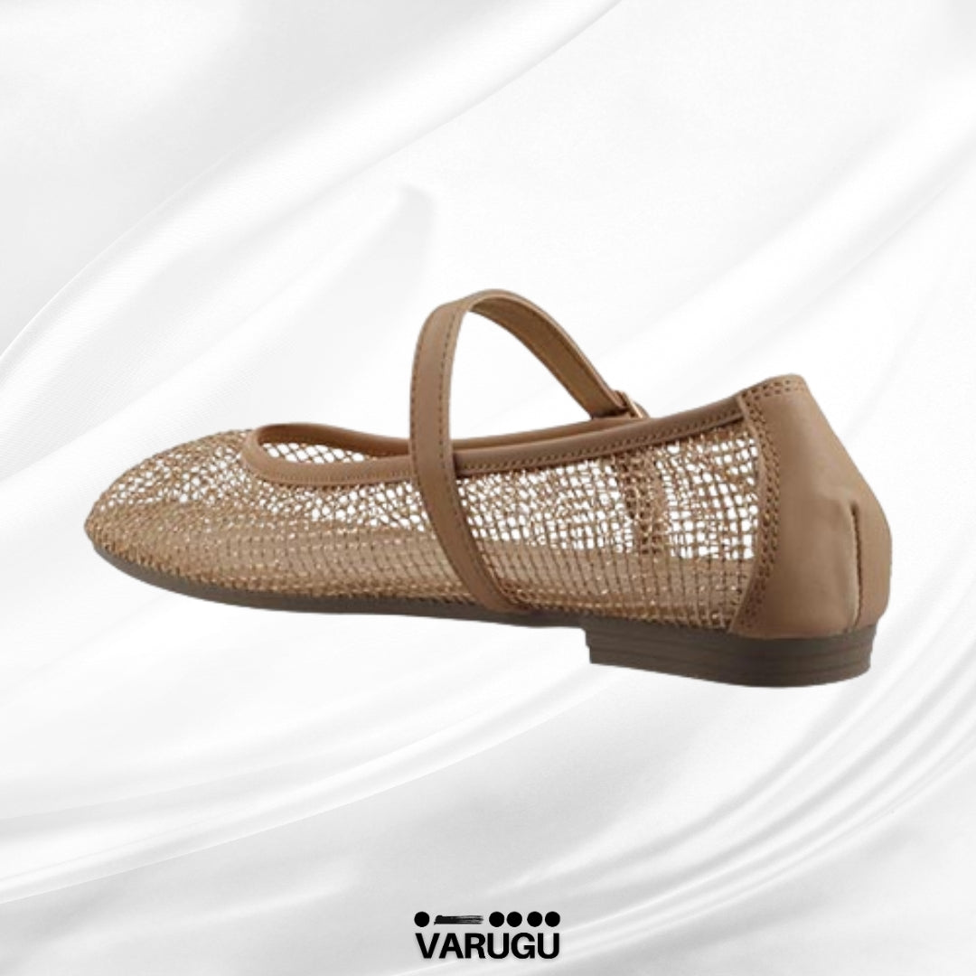 Zapato de piso de malla tull color beige