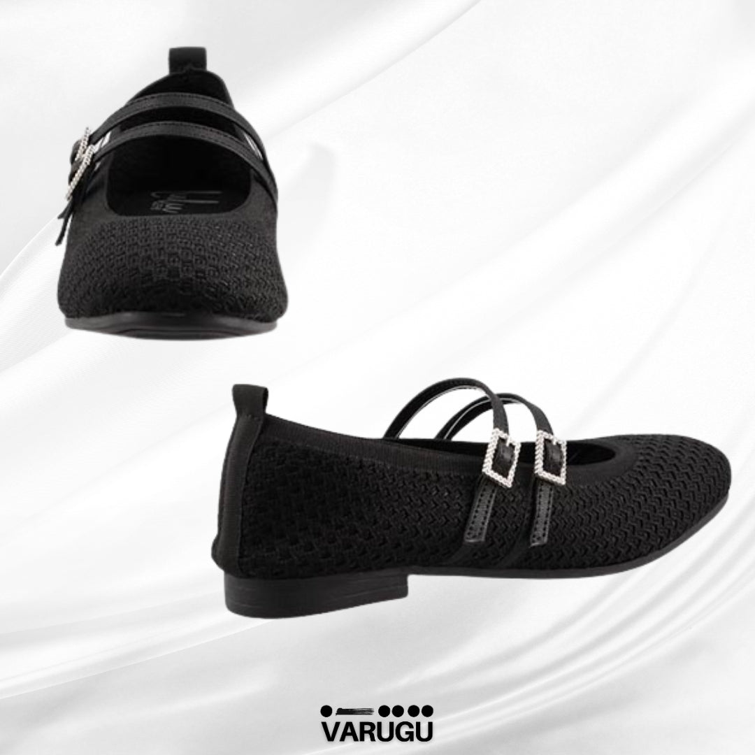 Flats negros con doble cinta de ajuste