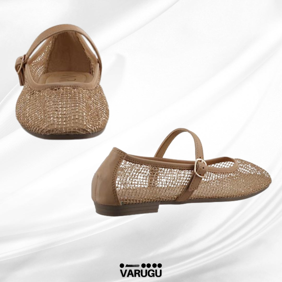 Zapato de piso de malla tull color beige