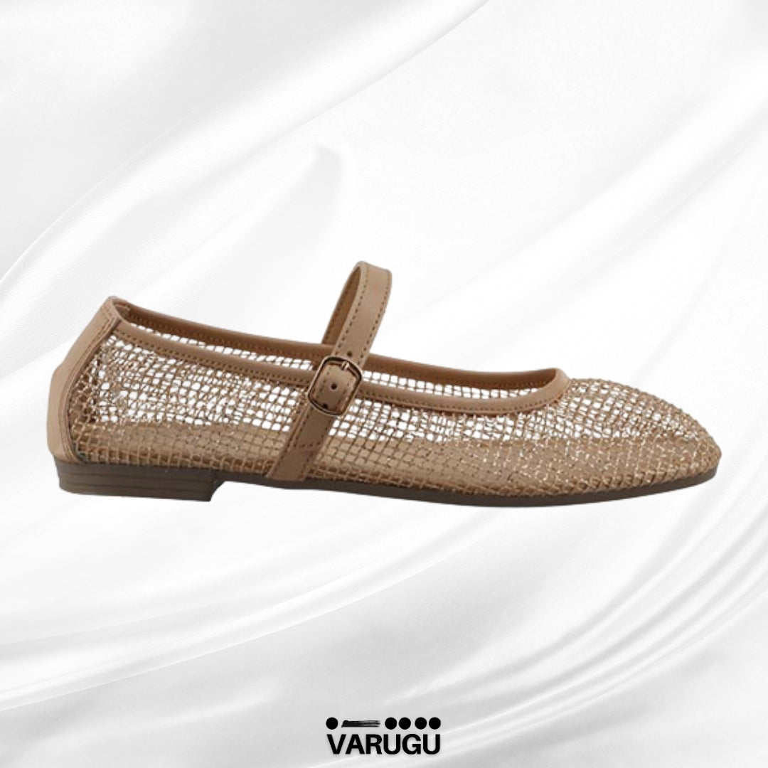 Zapato de piso de malla tull color beige