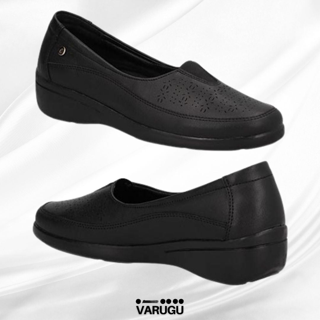 Zapatos de piso negros casuales de mujer